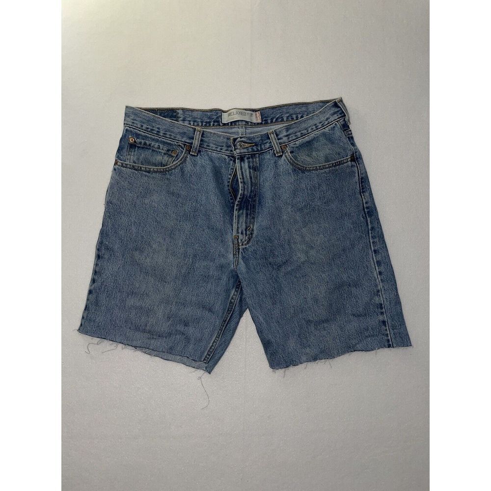 Vintage Levis‎ 505 Shorts Mens 36 Blue Relaxed Fit Medium Wash Denim Made USA